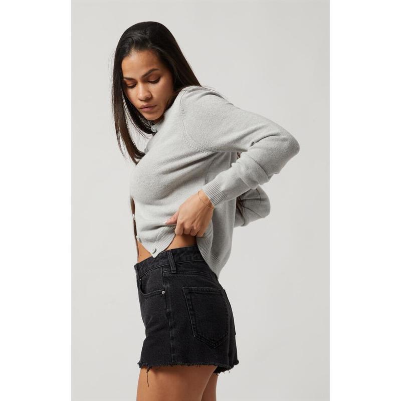 Pacsun Women's Black Frayed Ripped High Waisted Denim Festival Shorts