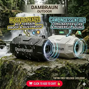 Dambraun Rugged Outdoor Bluetooth Speaker - Waterproof & Dustproof Wireless Speaker, Long Battery Life, Powerful Bass Portable Speaker for Camping & Hiking Audio
