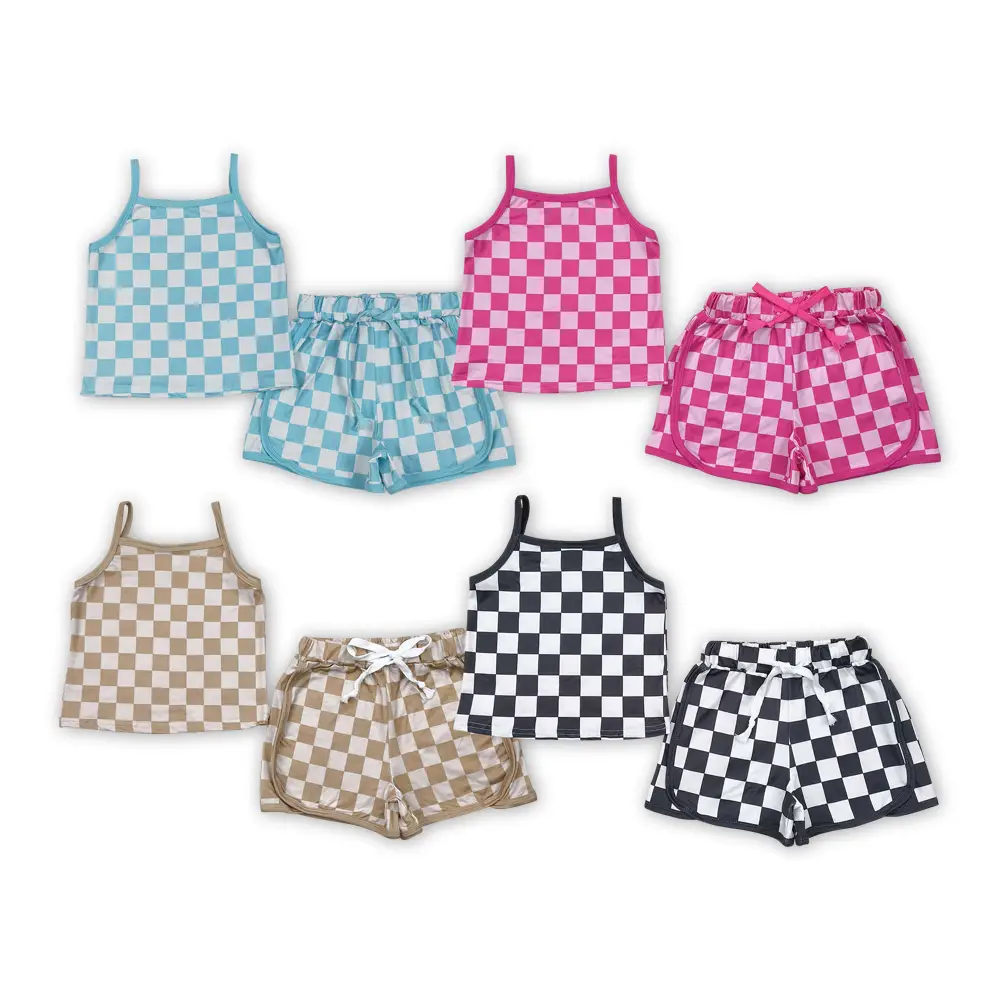 Adorable Checkerboard Crop Top & Shorts Set Summer Vibes for Cute Girls! Super Comfy & Stylish