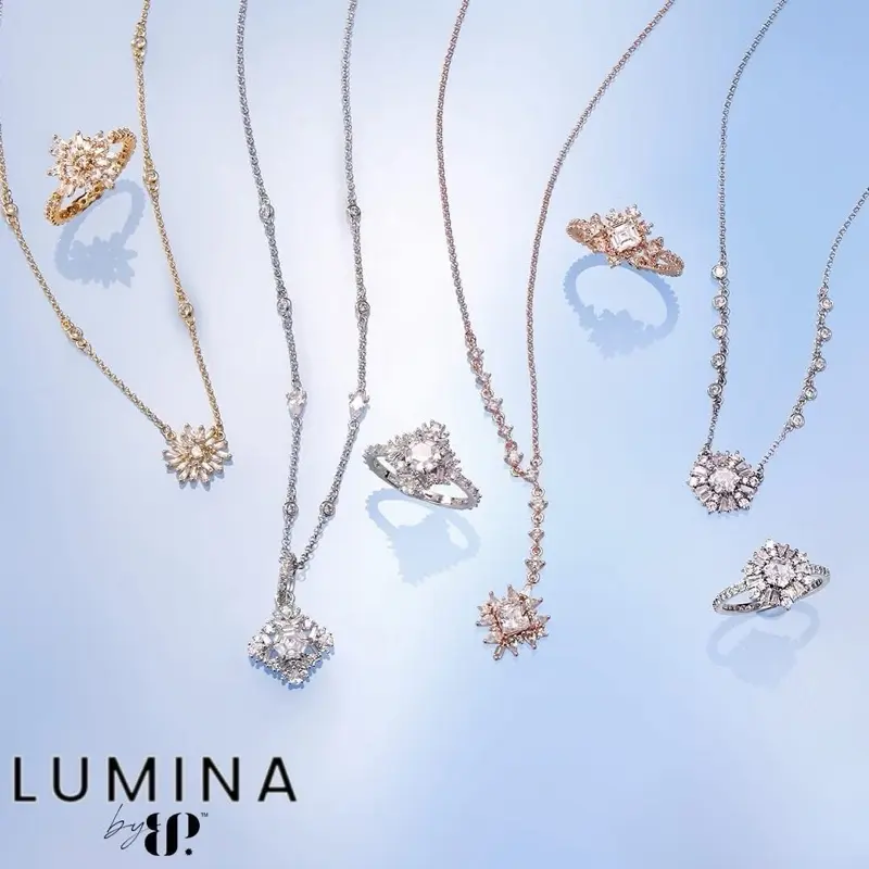 BOMB PARTY Lumina Home Reveal Women's Necklace - Elegant Cubic Zirconia Pendant, 4 Plating Options, Adjustable Chain, Stylish Fashion Costume Jewelry Accessories, Stylish Accessories
