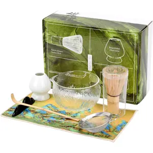7 count Matcha Whisk Set, Ceramic Matcha Set Includes Matcha Bowl,  Matcha Whisk and Holder,  Scoop, Scoop Holder, matcha sifter and  Towel - Matcha Kit for Matcha Lovers(White)
