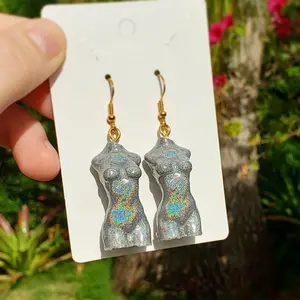 Chrome Goddess Body Earrings