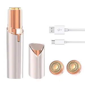 TOGBEUT Electric Painless Facial Hair Remover for Women with 2 Replacement Heads champagne Cordless Trimmer USB Rechargeable Precision Micro-Trimming Safe Operation