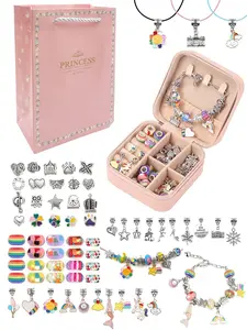 DIY Charm Bracelet Kit, Princess Jewelry Making Set, Beads & Charms for Girls, Colorful Beaded Bracelet, Birthday Gift for Kids, Jewelry Box & Gift Bag, Blue/Pink/Purple/Rainbow Styles, Creative Handmade Craft, Perfect for Party & Gifting.