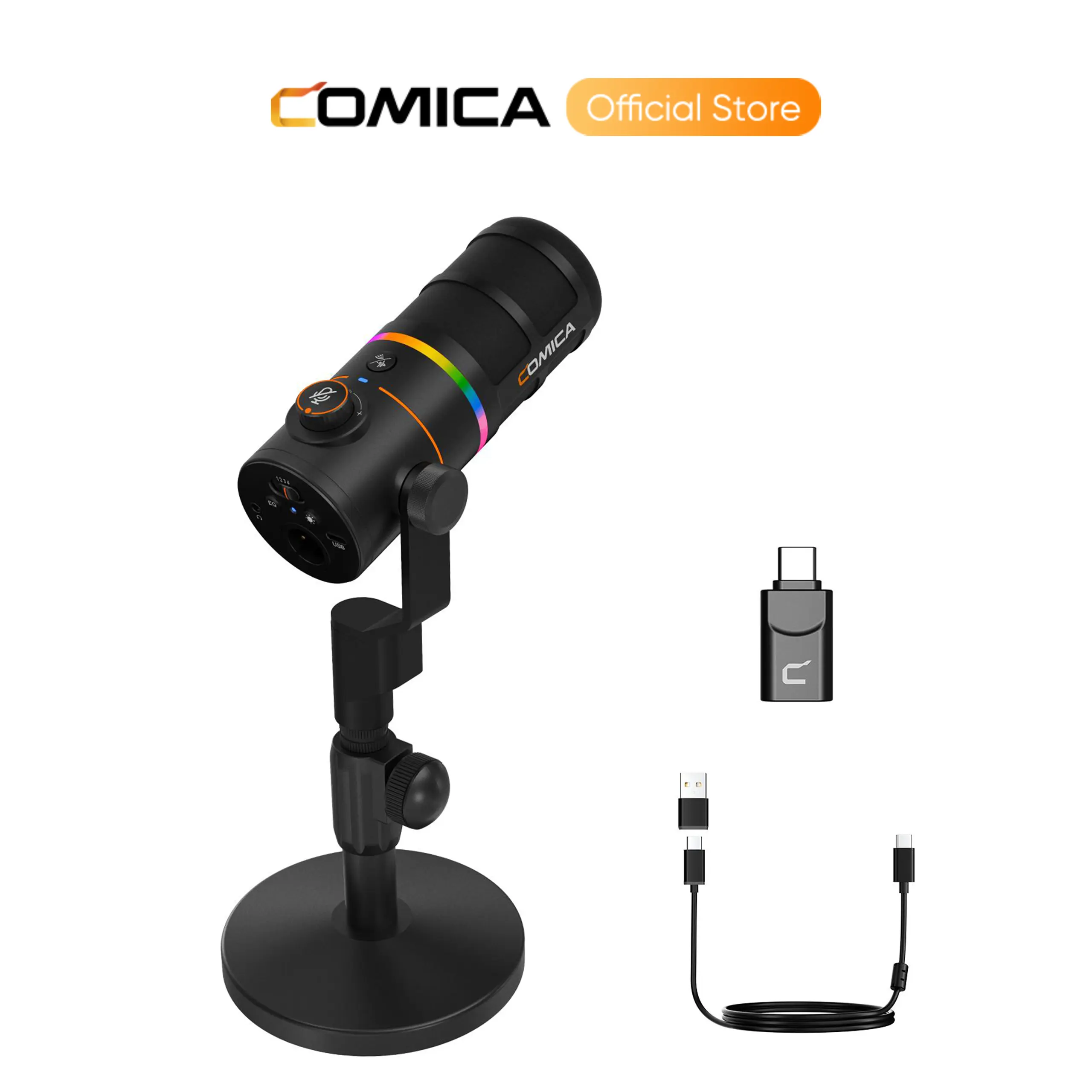 COMICA EJoy D10 PRO RGB Dynamic Wireless Gaming Microphone | XLR/USB-C Dual Outputs | 45H Battery | One-key CalMix Denoise&Four-Level Gain&Real-time Monitoring and Muting | PC/Smartphone/Audio Interface Compatible