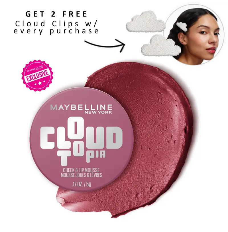 CloudTopia Cheek and Lip Mousse - Sheer-to-Bold, 14hr Wear, Blurred Finish, Transfer-Resistant, Maybelline New York