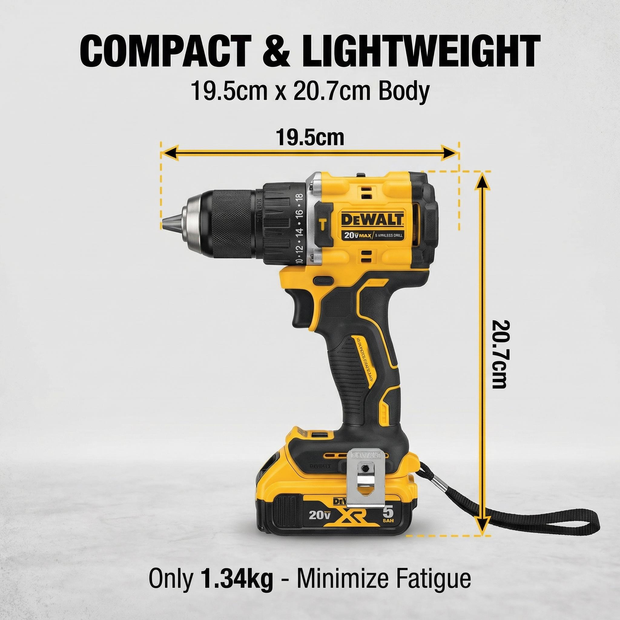 Dewalt DCF805 Cordless Impact Driver – 0-2000 RPM, Two-Speed Transmission, 1/2" Chuck – Built for Assembly Work & Tight Spaces with 20V Lithium-Ion Battery