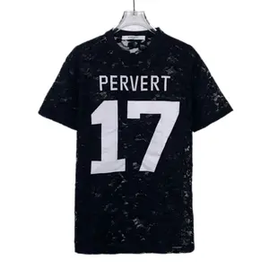 CALUXA- Givenchy Black Lace Letter Print Cotton T-Shirt Size 34
