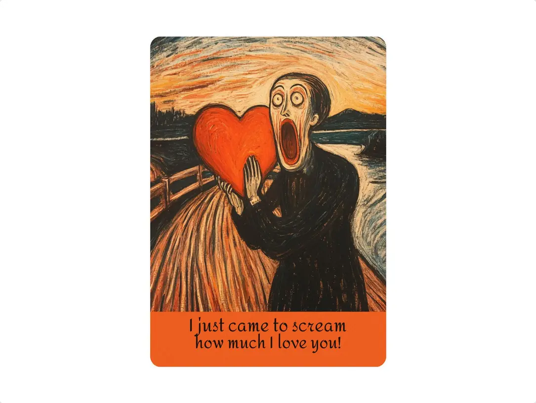 I Just Came to Scream How Much I Love You Valentine Card, Greeting Card, Postcard (1, 15, 30, or 45)