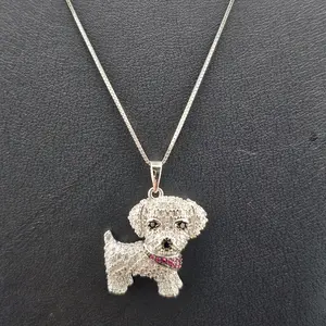 Silver 20-inch Necklace with Dog Pendant, Elegant Everyday Wear Jewelry