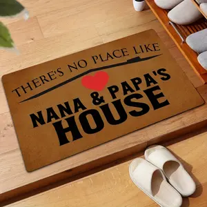 Funny Welcome Doormat Indoor Entray Front Porch with Rubber Back There's No Place Like Nana & Papa's House Rubber Non-Slip Backing Entrance Rug Home Decor Front Decorative Mat