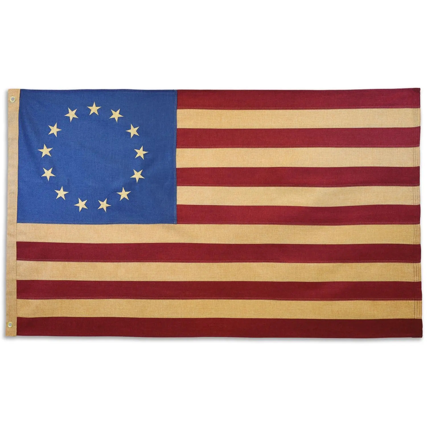 3x5 ft (3x5 ft Size) Traditional Durable Historical Period Independence Day Burlap Flag - Betsy Ross Embroidered Stars, Reinforced Grommets Header Banner, All Seasons Home/Festive Party Indoor/Outdoor Backdrop Supply, Home Supplies
