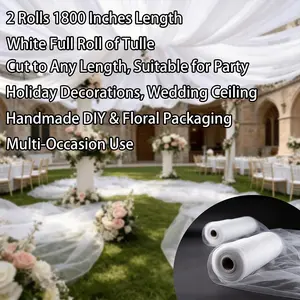 2 Rolls White Tulle Rolls: Premium Sheer Fabric for Wedding Arch, DIY Tutu, Baby Shower & Birthday Party Decor, Craft Mesh Spool for Holiday Celebration