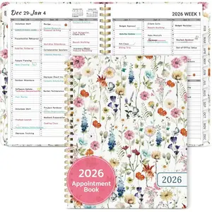 2026 Appointment Book Planner, Quarter-Hourly, Weekly & Monthly Appointment Planner (January 2026 - December 2026), 8.5"x11" Schedule Book with Flexible Cover & Tabs, Perfect for Office School Supplies - Wildflowers