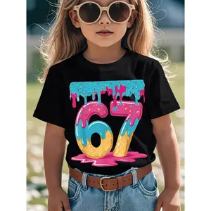67 Ice Cream Drip Meme Six Seven Gen Alpha Slang Kid T-Shirt Fashion Trending Kid T Shirts Street Style Tees Tops for Kid, Everyday Outfit, Playful Clothing, Graphic Tee, Trendy Design