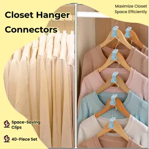 40 PCS Clothes Hanger Connector Hooks Closet Hangers Organizer Space Saving Clip