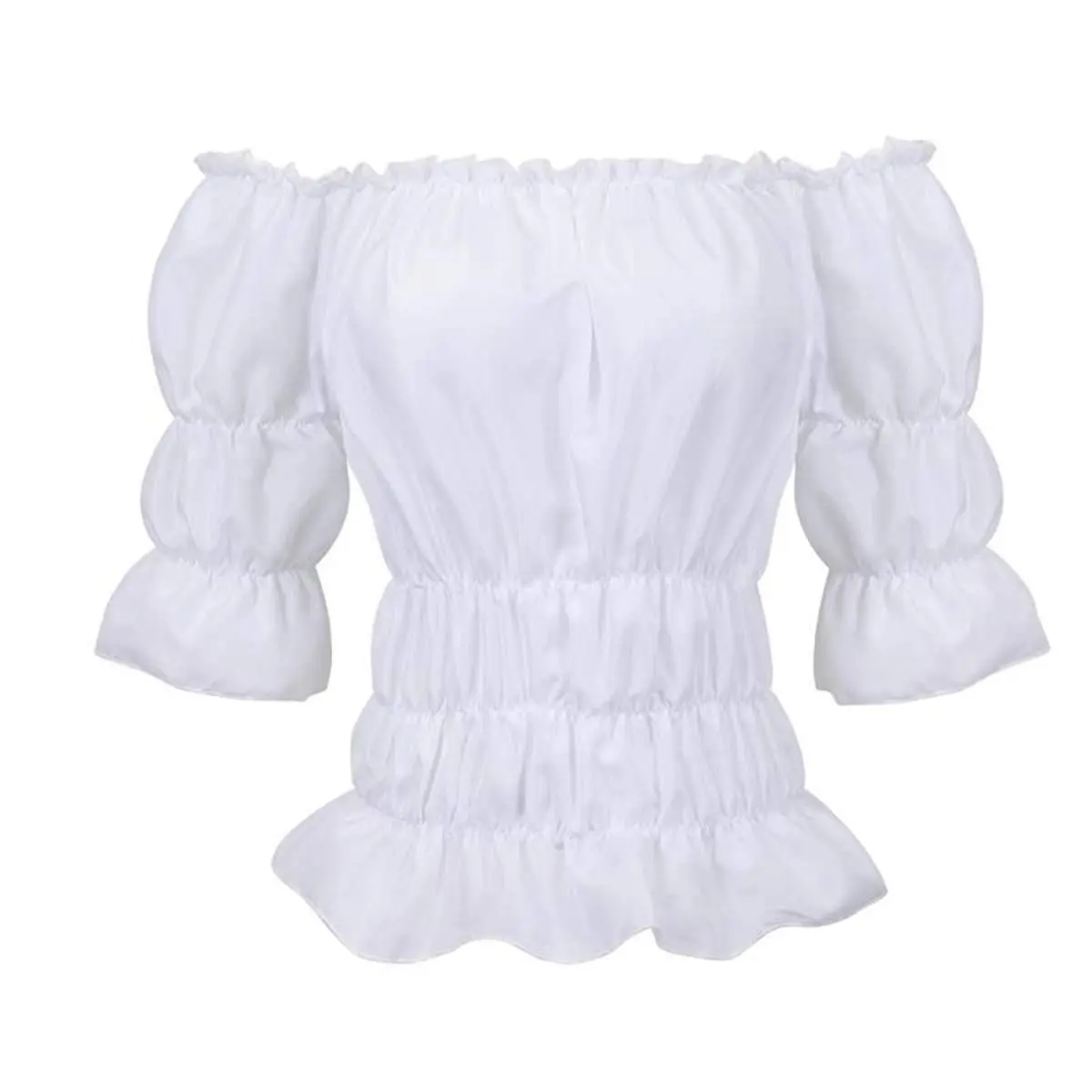Blouse Womens Shirt Renaissance Tops Medieval Short Sleeve Off The Shoulder Pirate Corset Going Out Tops Puff Shirts Ruffled Gothic Peasant Casual Summer White Black Wine Red Green Brown Costume Fashion Clothing Business