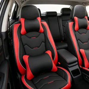 For Audi A3 2006-2023/ A4 2009-2023/ A5 2011-2022/ A6 2000-2022/ A7 2012-2022/ Q3 2015-2022 Luxury Car 5 Seat Covers with Pillows & Storage Bag, Premium Leather Front & Rear Full Set Seat Covers Cushion Auto Interior Decoration Accessories