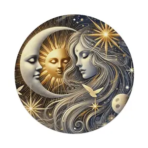 Sun and Moon Aluminum Wall Art Decor, 8×8 inches, Waterproof and Dustproof, Fun Home Decor for Restaurant, Bar, Cafe, Bedroom, Durable and Easy to Hang, Perfect Festive Gift, 1pc, Room Decor, Metal Wall Art Decor