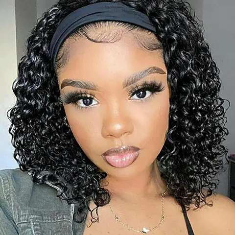 Deep Wave Headband Wig, Curly Hair Wig, Gorgeous Fluffy Wigs for Women, Natural Looking Wigs for Party, Daily Use