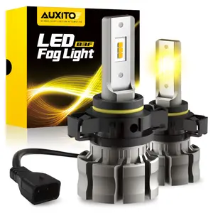 AUXITO 5202 LED Fog Light Bulbs, 6000 Lumens 6500K Cool White Light/3000K Amber Yellow Light, Plug And Play, 300% Brighter, 5201 PS19W 12085 PS24W Daytime Running Lights Replacement (Pack of 2)
