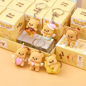 24-Piece Butter Bear Blind Box Dessert Bears Resin Figurines, Kids' School Prize Keychains, Adorable Collectible Toys