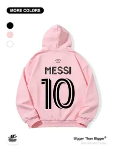 World Cup Messi Print Loose Hoodie with Pockets, Casual Breathable Sportswear, Unisex Trendy, Outdoor Activities