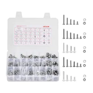 fathersdaygift VEVOR 1110 Pcs Bolts and Nuts Assortment Kit, Imperial Machine Screws and Flat Washers, Stainless Steel 10-24, 8-32, 2-56, 6-32, 4-40, for Furniture/Equipment/Vehicle Assembly, Silver