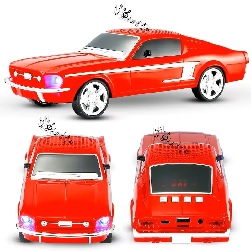 Retro Replica Design with LED Lights,FM Radio, USB/TF/AUX Input, Audio Bluetooth Rechargeable Speaker