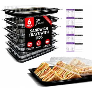 6 Pack Catering Trays with Lid – 13" Serving Trays with Lids - Reusable Serving Platter With Lid for Catering, Buffet, Picnics & Events – Party Trays With Lids (13.39 * 9.84 * 2.95 inch)