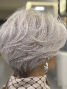 MERYL | Cool-Toned Pearl Silver Pixie with Razored Layers