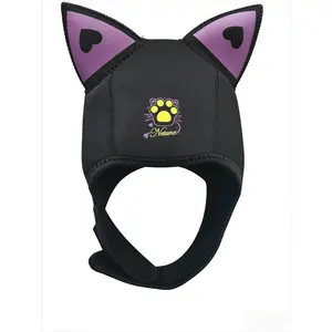 Diving Sweetheart Purple Ears Cat Hat Comfortable FitUnique Gift for Diving Lovers