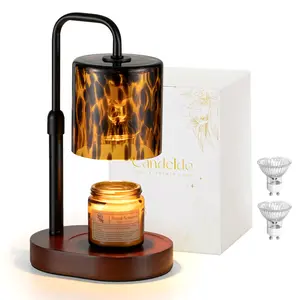 Tortoise Shell Home Decor: Black Candle Warmer Lamp with Timer Vintage Leopard Lamp with 2 Bulbs Height Adjustable Candle Warmer Dimmable Christmas Gift for Women Jar
