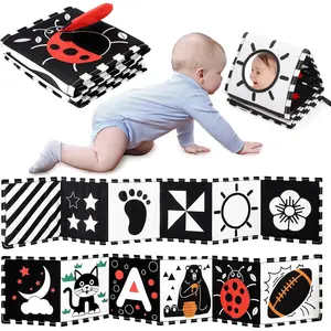 Black and White Baby Toy, Tummy Time High Contrast Newborn Toys 0-3 Months, Soft Baby Book, Visual Stimulation Sensory Infant Toys 0-6-12 Months, Boy Girl Shower Gift, Easter Stuffer