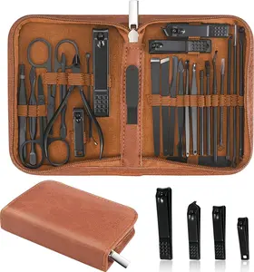 Manicure Set Professional Nail Clipper Kit-26 Pieces Stainless Steel Manicure Kit,nail Care Tools with Luxurious Travel Case Gift Cutics Compact