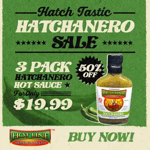 3 Pack Hatchanero Hot Sauce | Fire-Roasted Hatch Chile Habanero | Gluten Free | Go Texan | 3x6.5oz