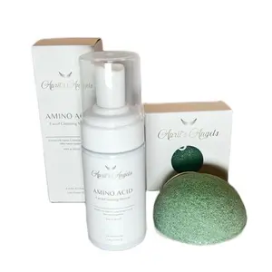 April's Angels Amino-Acid Facial Cleansing Mousse & Organic Konjac Facial Sponge Bundle - Alcohol-Free, Multi-Pack for Gentle Skin Repair & Acne Care - Comfort, Skincare, Cleanser