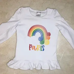 Rainbow embroidered shirt with custom name Casual