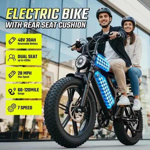 X6 All Terrain Commuter Ebike - 1500W, Dual Batteries, Steel Frame Fat-Tire Bikes, 60-120 Mi Range, Full Suspension, 28MPH, 420LBS Capacity, Off Roading Bicycle, Pedal-Assist & High Capacity Bikes for Outdoor Sports