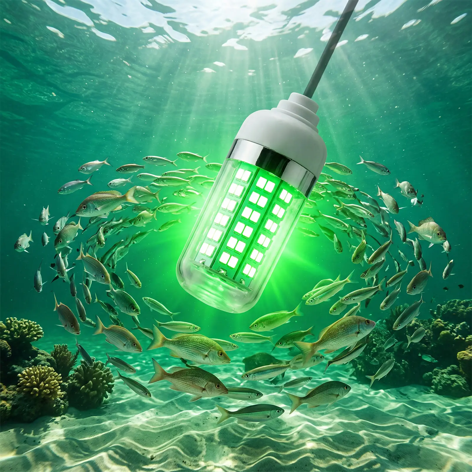 108LED Lure Light Fishing Tackle, IP68 Waterproof, USB   charger  Connector, 16.4ft Cable, Outdoor Night Boat Angling Equipment for Snook, Crappie