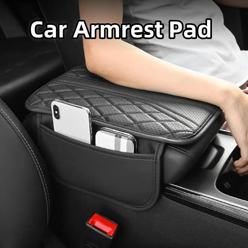 Leather Car Center Console Armrest Pad, Universal Storage Box Cover, Car Interior Storage, Car Storage Organizers, Car Organization Accessories, Multi-Functional Side Organizer for All Seasons, Car Essentials, Universal Fit