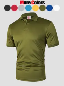 Men's Regular Fit Solid Short Sleeve Polo Shirt, Casual Breathable Quick Drying Collared Top for Summer, Fashion Men's Clothes for Daily Wear, Tropical, Menswear, Polo Tees