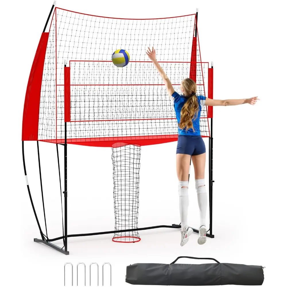 Compact Portable Volleyball Net Set with Oxford Net, Lightweight Rugged & Reliable Sturdy Frame, 8x11ft, Adjustable Height (6.5-8ft), Fast Assembly, Handy Carry Bag for Easy Transport & Storage, All Ages Indoor/Outdoor Training, Nets, Adults