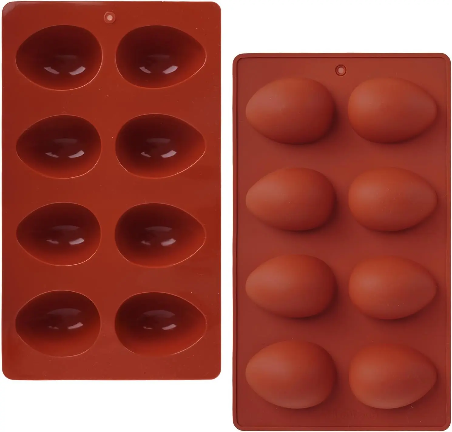 2Pcs Flexible Food-Safe 8-Cavity Silicone Easter Egg Mold Set, Bake Supplies for Chocolate, Jello, Candy, Egg-Shaped Cake Pops
