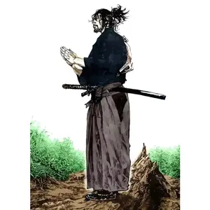 Vintage Japanese Anime Wall Art - Vagabond Bushido Warrior Poster Canvas Painting, Frameless, Ideal for Home Decor, Manga E, Anime Room Decor, Wall Pictures, Wall Decoration , Black White Wall Art Boy, Wall Decor