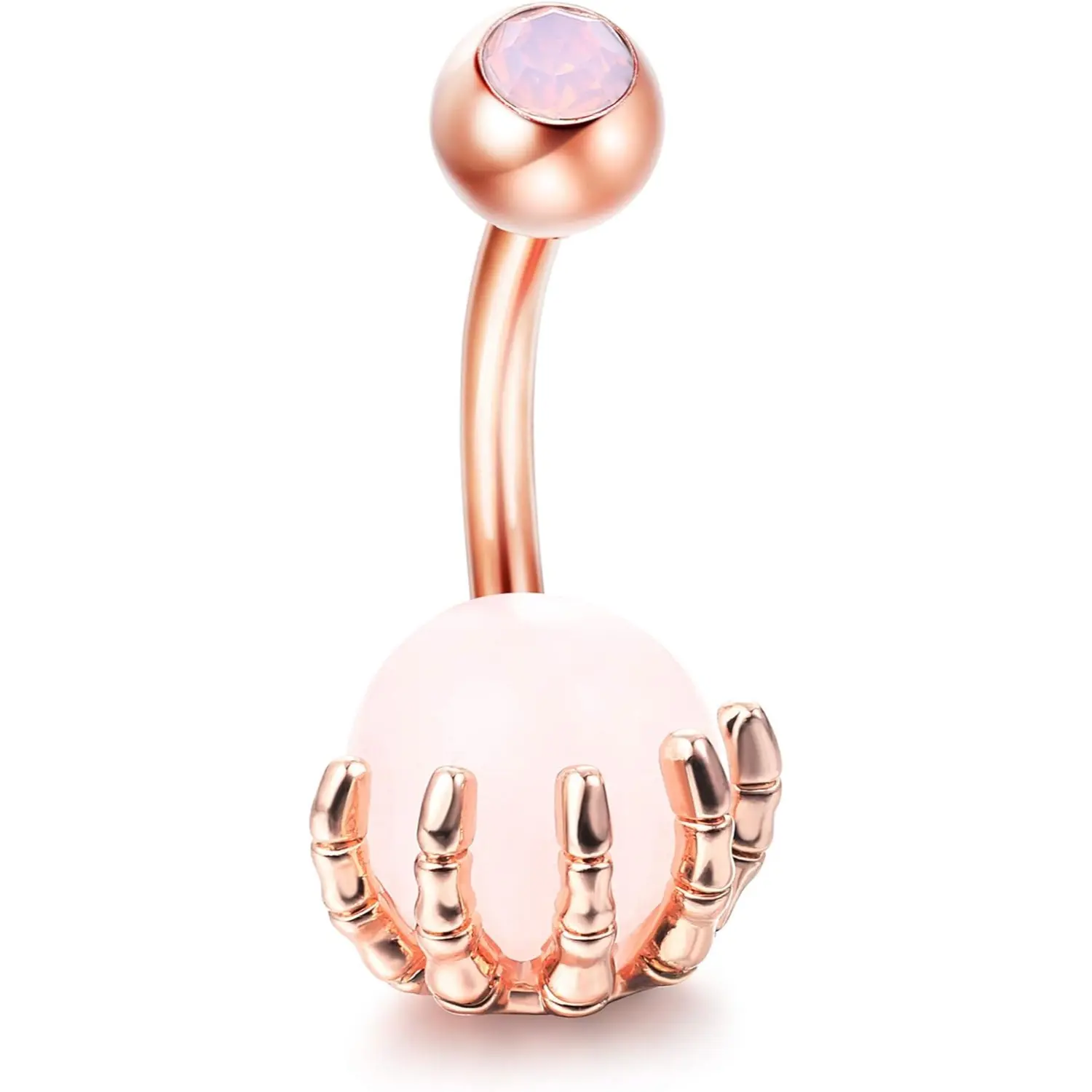FUNRUN 14G 316L Stainless Steel Skull Hand Belly Button Ring | Gothic Punk Navel Piercing Jewelry | Hypoallergenic Body Jewelry for Women & Teens
