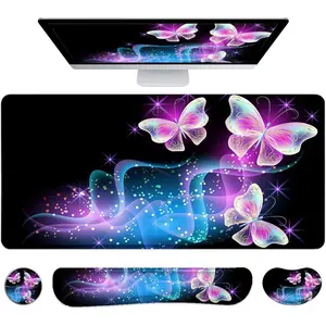 Desk Mat, Mouse Pad with Wrist Rest, 4-in - 1 Large Mouse Pads For Desk, Ergonomic Mouse Pad and Keyboard Wrist Rest For Gaming Keyboard Mat For Office, Home