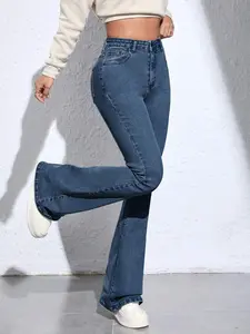 Women's Solid Color Simple Daily Wear Denim Jeans