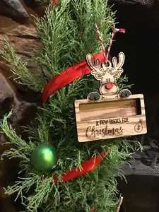 Gift Card Holder Christmas Ornament wood laser engraved hand painted Decoration Tree