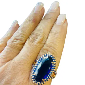Anillo de Cristales Azul Rey